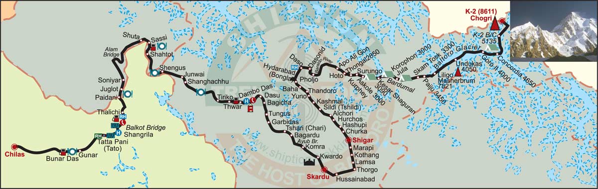 Chogori / K2 (8611m) Map