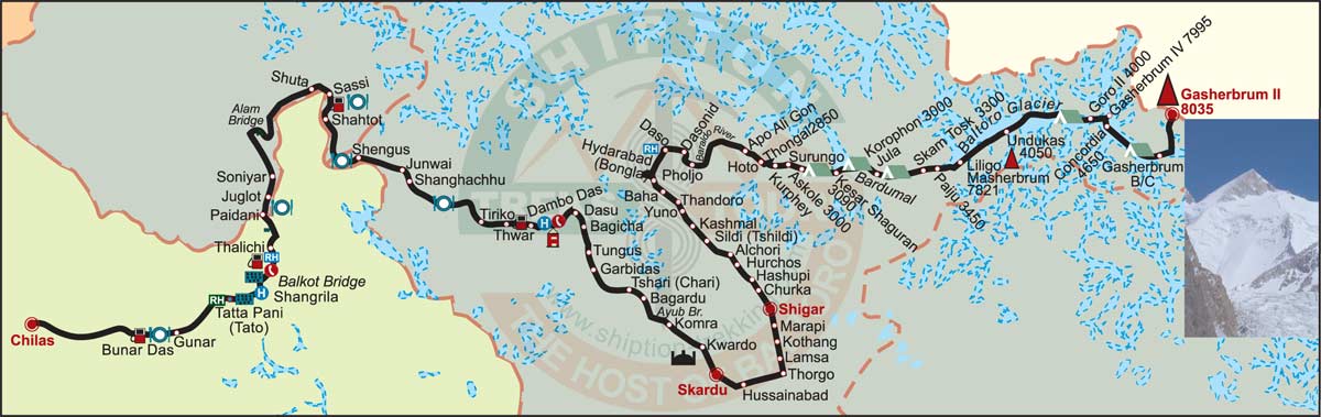 Gasherbrum-II (8035m.) Map