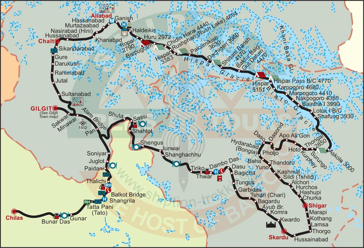 Biafo-hispar-Traverse Map