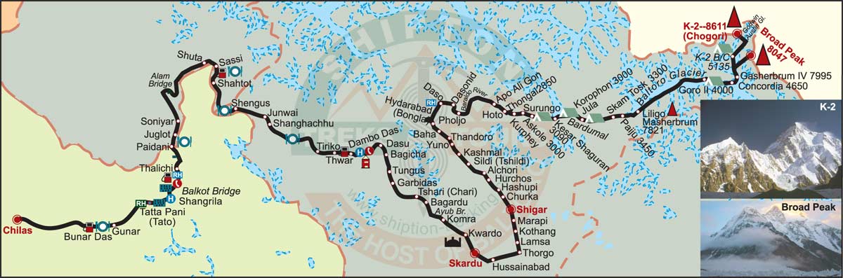 Concordia / K.2 Base Camp Trek Map