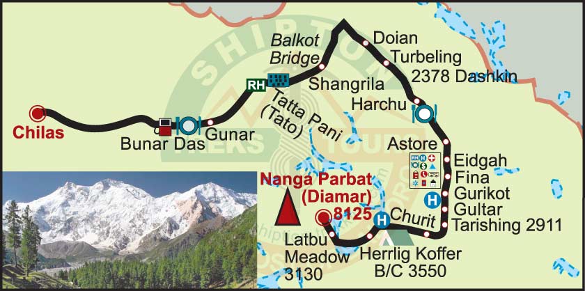 Nanga Parbat (8126m.) Map